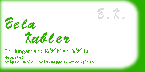 bela kubler business card